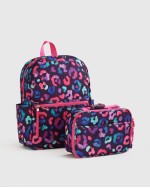 Recycled Double Pocket Backpack - Small - Purple Leopard