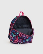 Recycled Double Pocket Backpack - Small - Purple Leopard