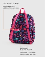 Recycled Double Pocket Backpack - Small - Purple Leopard