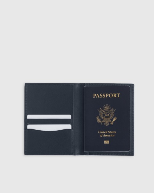 Nappa Leather RFID Blocking Passport Holder - Navy