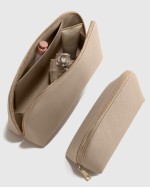 Italian Leather Pouch Travel Set - Taupe