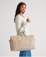 Italian Leather Triple Compartment Weekender - Taupe