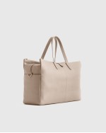 Italian Leather Triple Compartment Weekender - Taupe