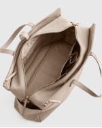 Italian Leather Triple Compartment Weekender - Taupe