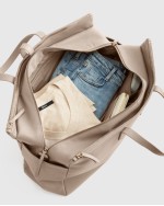 Italian Leather Triple Compartment Weekender - Taupe