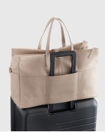 Italian Leather Triple Compartment Weekender - Taupe