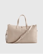 Italian Leather Triple Compartment Weekender - Taupe