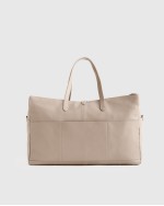 Italian Leather Triple Compartment Weekender - Taupe