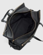 Italian Leather Triple Compartment Weekender - Black