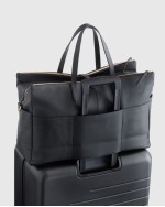 Italian Leather Triple Compartment Weekender - Black