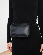 100% Italian Nappa Leather Belt Bag - Black