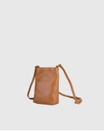 Italian Pebbled Leather Phone Crossbody - Cognac