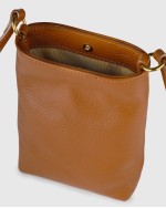 Italian Pebbled Leather Phone Crossbody - Cognac