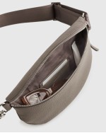 Italian Pebbled Leather Sling Bag - Mink