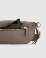 Italian Pebbled Leather Sling Bag - Mink